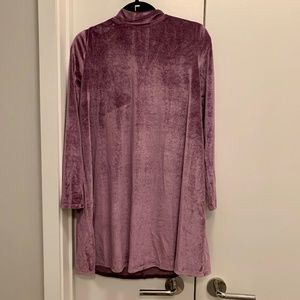 Long Sleeved Purple Velvet Minidress